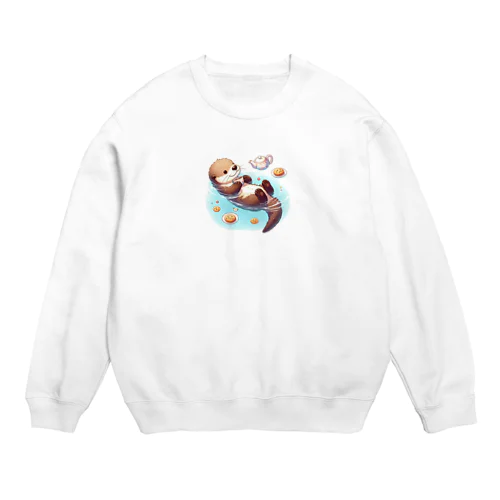 ティータイムを楽しむラッコ① Crew Neck Sweatshirt