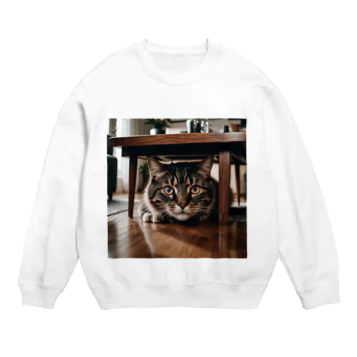 隠れる猫 Crew Neck Sweatshirt