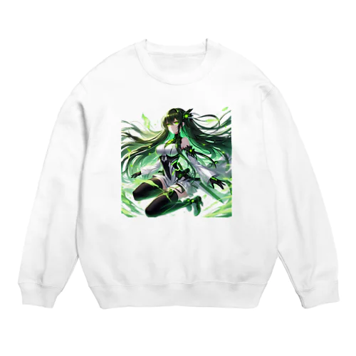 碧の髪の少女 Crew Neck Sweatshirt