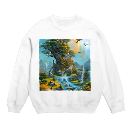 神秘的な場所で創作活動 Crew Neck Sweatshirt