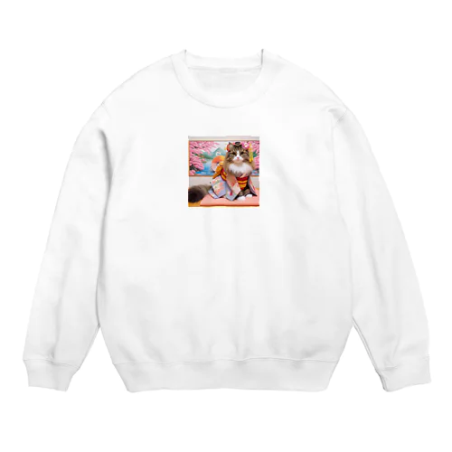 舞妓ネコおにゃん Crew Neck Sweatshirt