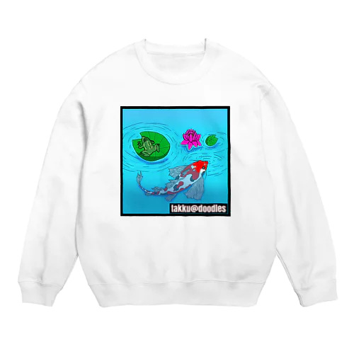 和風　鯉のいる赤 Crew Neck Sweatshirt