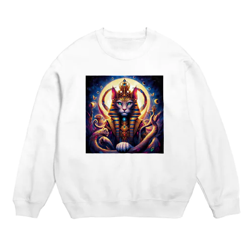 バステト神　雌猫 Crew Neck Sweatshirt