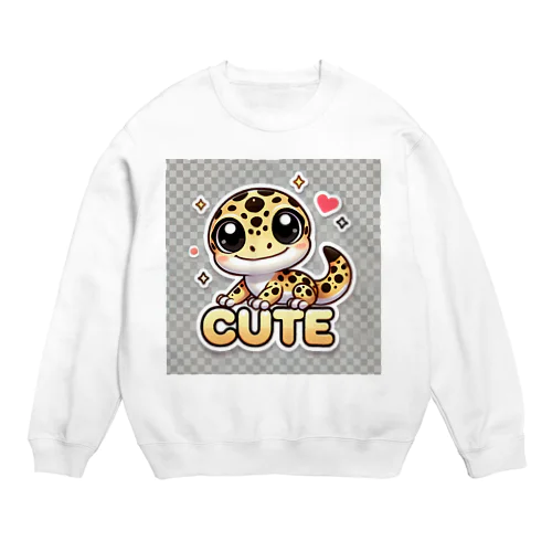 キュートなヒョウモントカゲモドキ（レオパードゲッコウ）キャラクターグッズ Crew Neck Sweatshirt