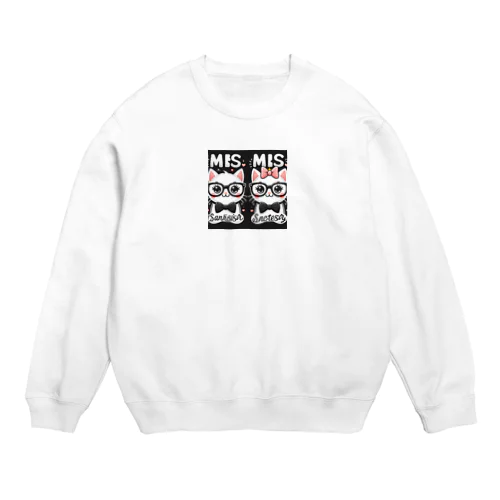 可愛い男女の猫たち Crew Neck Sweatshirt