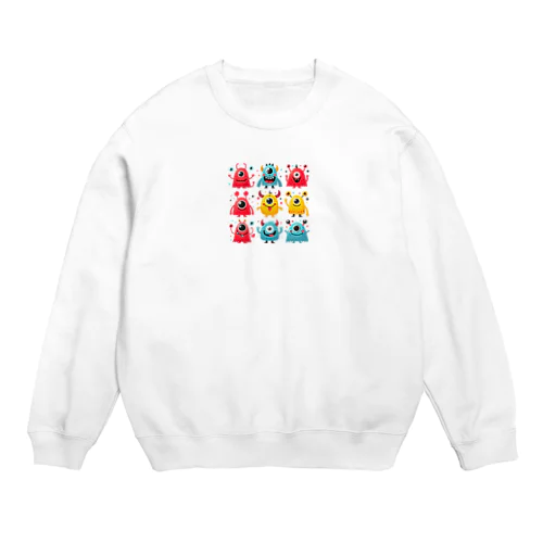 カラフルでキュートなモンスターたち Crew Neck Sweatshirt