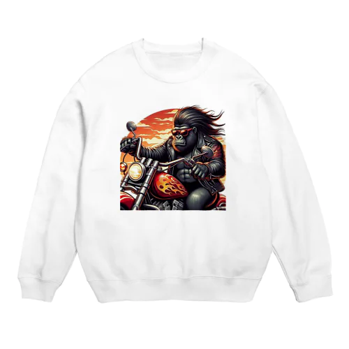 夕日に輝くゴリラ Crew Neck Sweatshirt