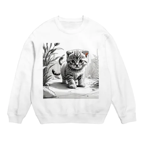 子猫の散歩 Crew Neck Sweatshirt