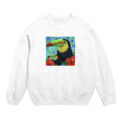 オニオオハシとハイビスカス Crew Neck Sweatshirt