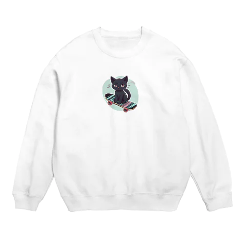 スケボーネコ Crew Neck Sweatshirt