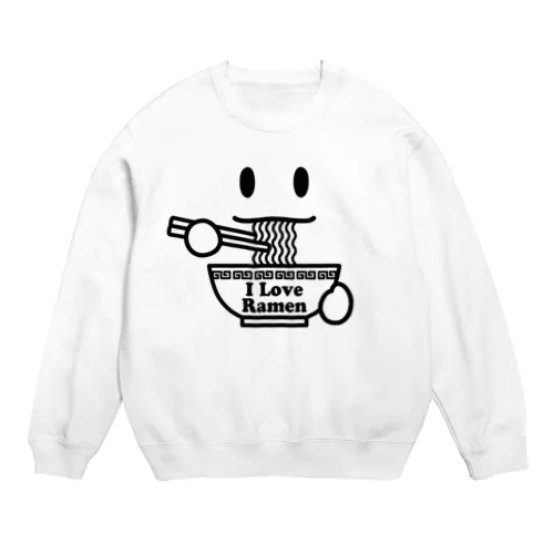 ラーメン大好き I Love Ramen 黒 Crew Neck Sweatshirt