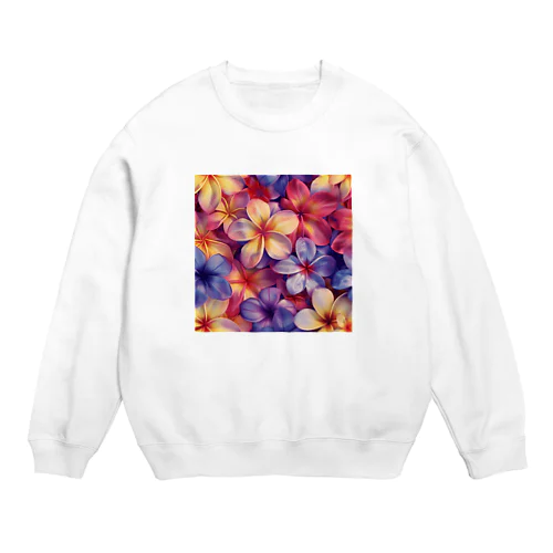 イラスト　カラフル花々 Crew Neck Sweatshirt