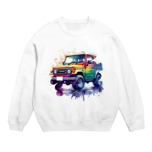 水彩四駆くん Crew Neck Sweatshirt