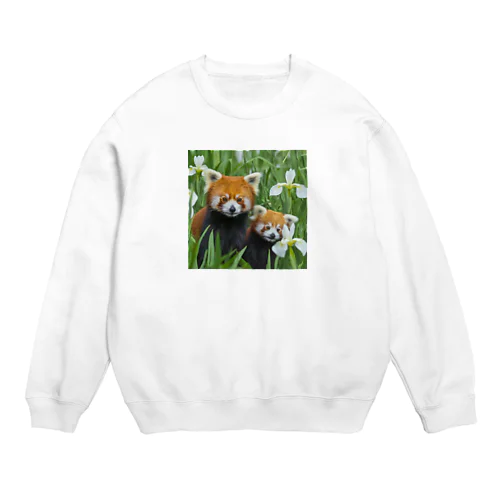 レッサーパンダの親子 Crew Neck Sweatshirt