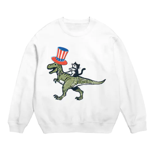 恐竜ライダーの黒猫 Crew Neck Sweatshirt