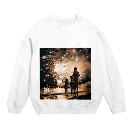 家族で花火大会ひまわり1507 Crew Neck Sweatshirt