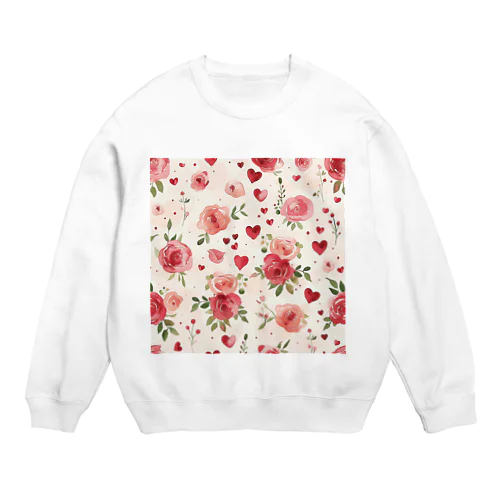 ハート　赤　ピンク　薔薇　可愛い Crew Neck Sweatshirt