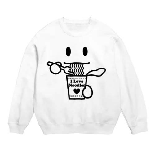 ラーメン大好き I Love Noodles(黒) Crew Neck Sweatshirt