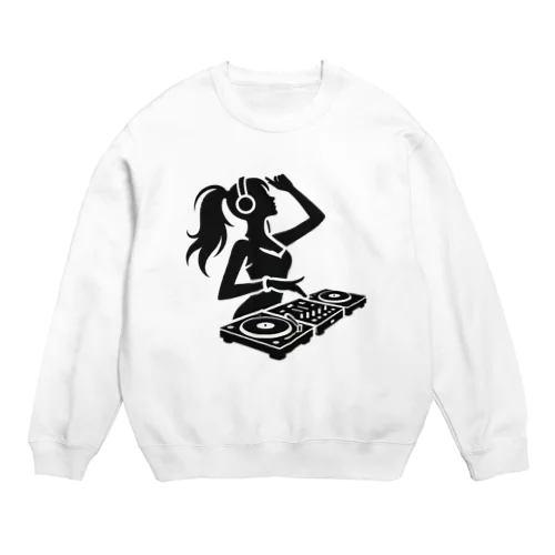 ハッピーガール DJ シルエットver. Crew Neck Sweatshirt