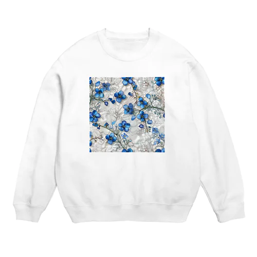 可愛い青色の小さな花 Crew Neck Sweatshirt