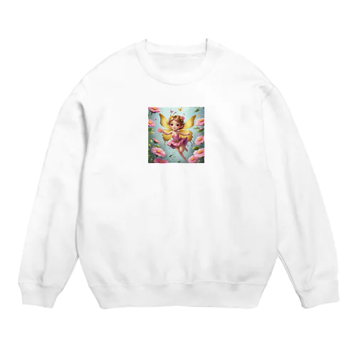 ピンクの花と妖精の物語 Crew Neck Sweatshirt