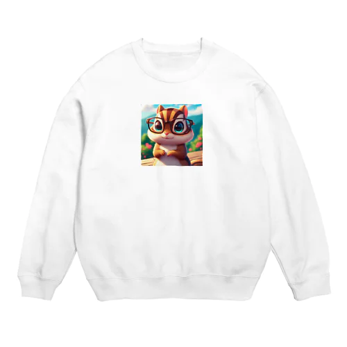 メガネしまりす Crew Neck Sweatshirt