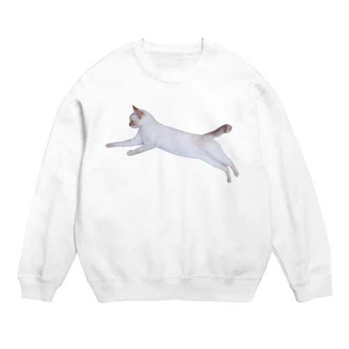 飛ぶ猫 Crew Neck Sweatshirt