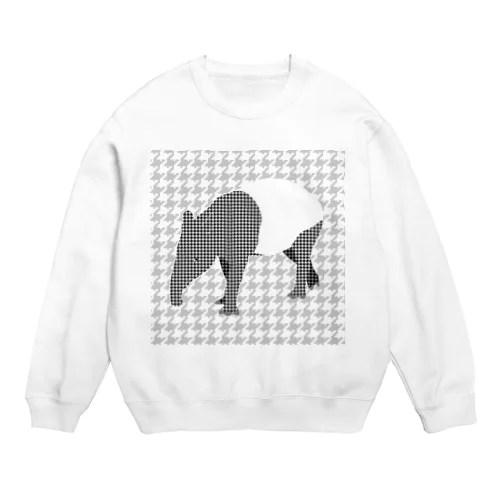 オシャレする動物　マレーバク×千鳥格子 Crew Neck Sweatshirt