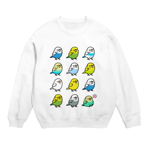 Chubby Bird セキセイインコ大集合 Crew Neck Sweatshirt