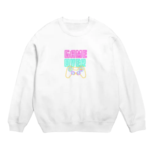 「ゲームオーバー」ネオンサインデザイン Crew Neck Sweatshirt