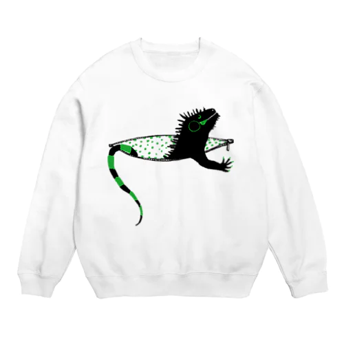 iguana in pocket Crew Neck Sweatshirt