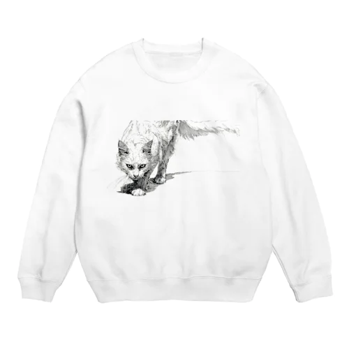 威嚇白猫 Crew Neck Sweatshirt