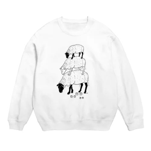 ヒツジ -Summer Fashion- 3段 羊 動物イラスト  Crew Neck Sweatshirt