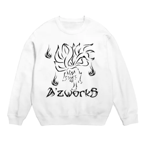 九尾之狐(黒プリント) Crew Neck Sweatshirt