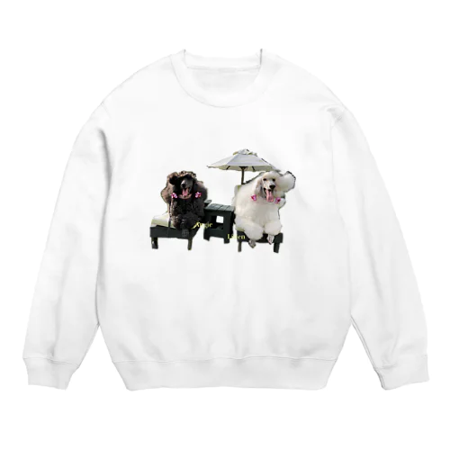 ベンチパラソルアジサイ名前入り黄色 Crew Neck Sweatshirt