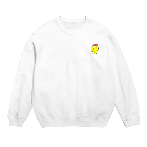 頭の上に寿司を乗せているぴよたそ Crew Neck Sweatshirt