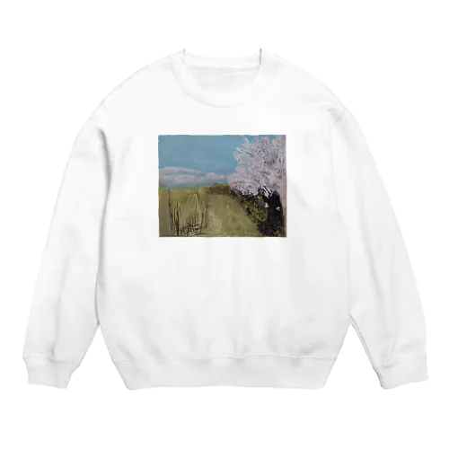 skyさん作実家の近所の桜並木 Crew Neck Sweatshirt