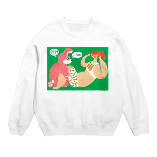 ウサギの腹筋コーチ Crew Neck Sweatshirt