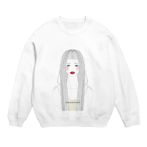 ロングヘアの女の子 Crew Neck Sweatshirt