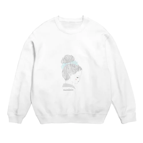 お団子頭の女の子 Crew Neck Sweatshirt