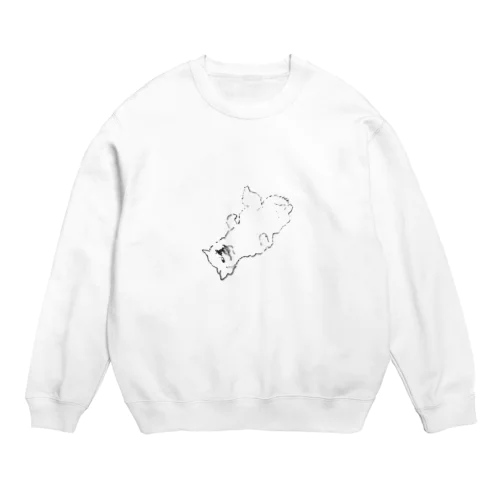 腹を見せながらも絶対に服従しねえぞという強い意志を持った犬 Crew Neck Sweatshirt