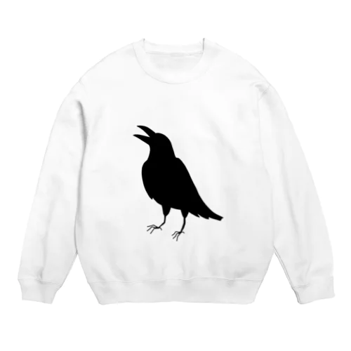 ぽけーっとカラス（リアル） Crew Neck Sweatshirt