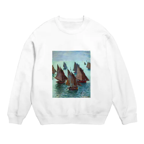 クロード・モネ/ 1868 / Fishing Boats, Calm Sea Crew Neck Sweatshirt