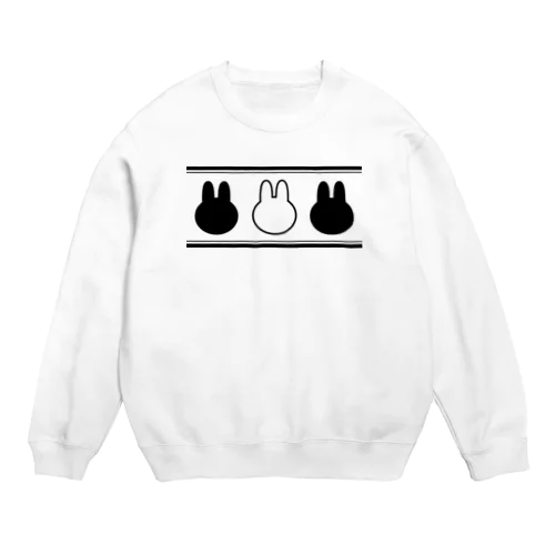 モノクロうさぎシルエット Crew Neck Sweatshirt