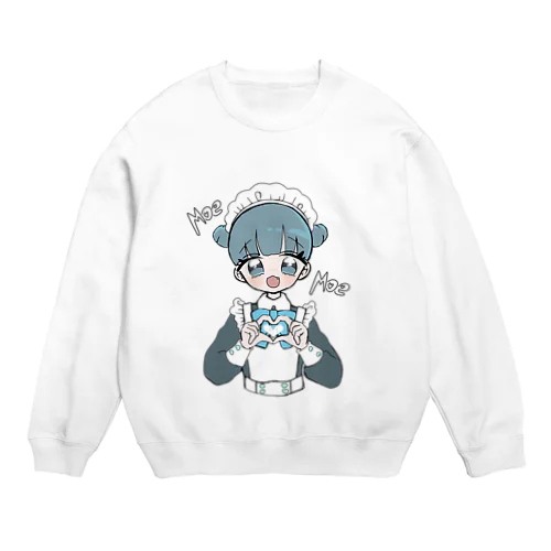 お団子青メイドちゃん Crew Neck Sweatshirt