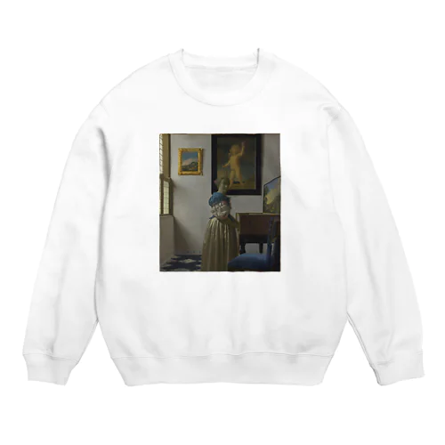 ヴァージナルの前に立つ女 / フェルメール (Young woman standing at a virginal - 1672) Crew Neck Sweatshirt