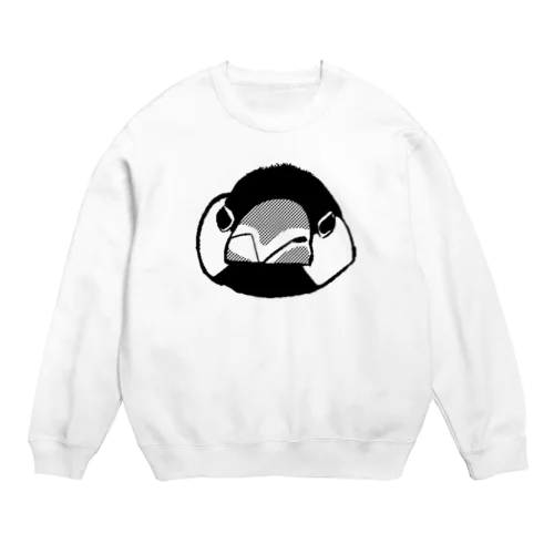 怒ってる文鳥の顔 Crew Neck Sweatshirt