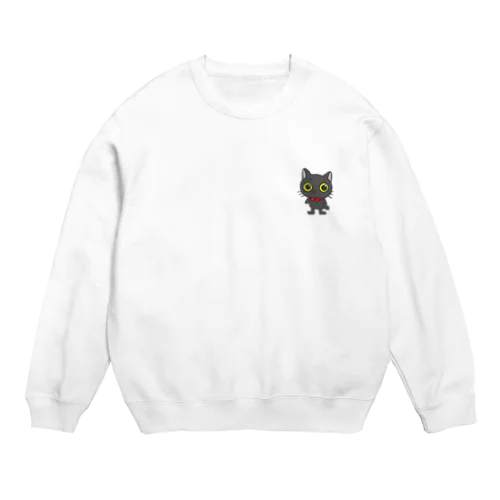 真顔の黒猫るなちゃん Crew Neck Sweatshirt