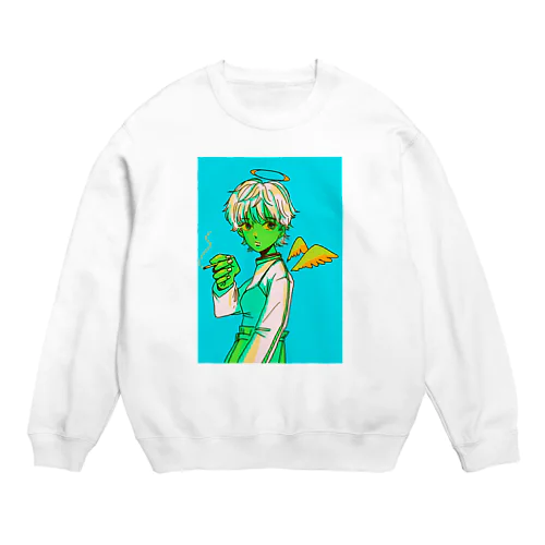 天使ちゃん青 Crew Neck Sweatshirt