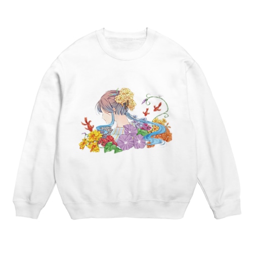 『日本のきもの美人』～夏の思い出～　スウェット Crew Neck Sweatshirt